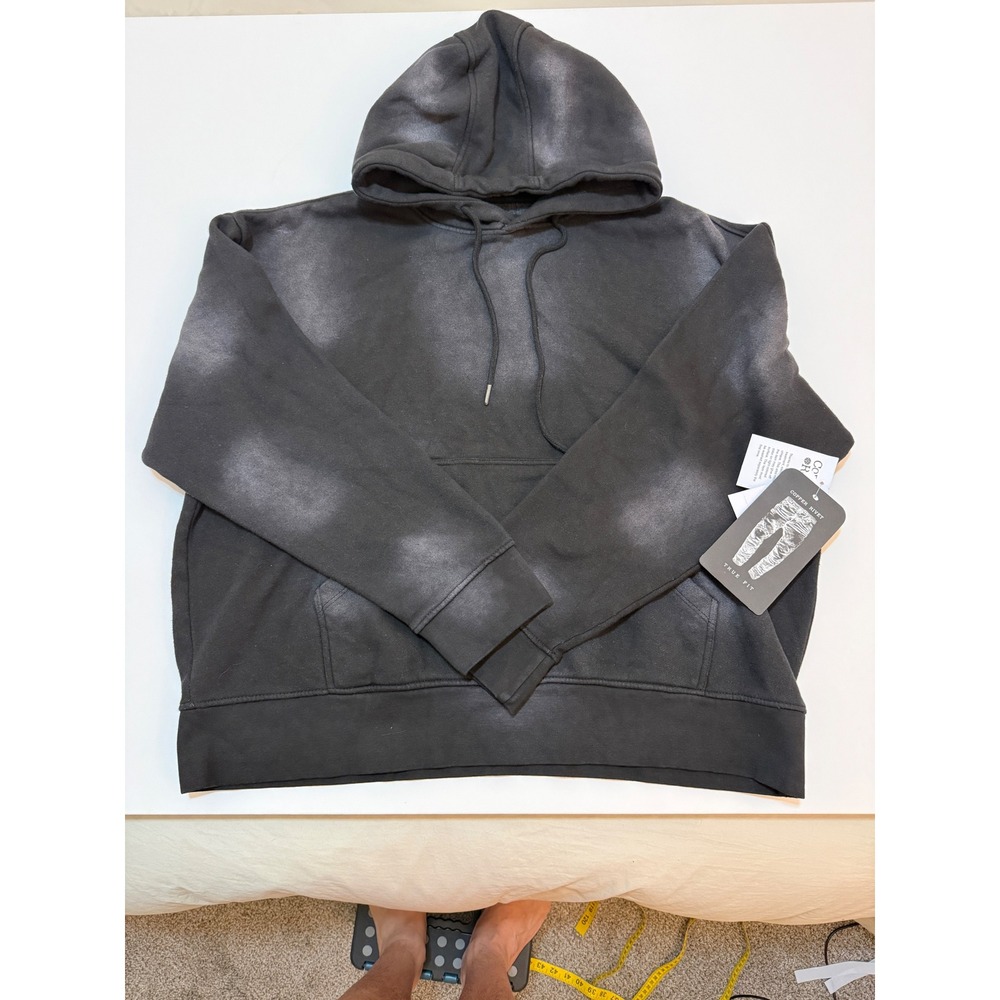 Copper Rivet Mens Sun Faded Spray Dye Hoodie Charcoal Black Grey Medium NWT
